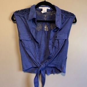 Cropped button down tank